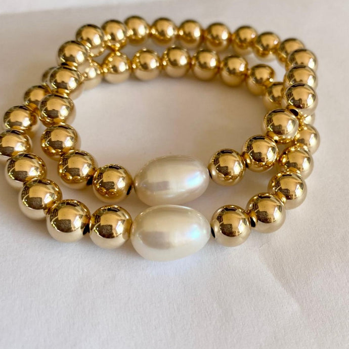 GOLD BEADS WITH PEARL