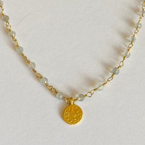 GEMSTONE COIN NECKLACE - GRECIA