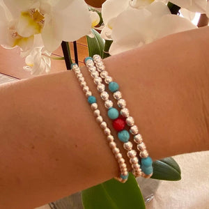 SILVER BEAD GEM STACK