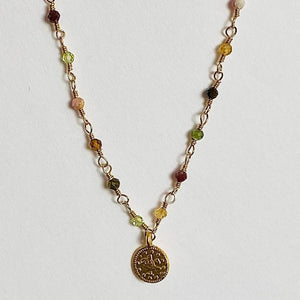 GEMSTONE COIN NECKLACE - GRECIA