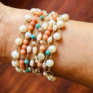 PEARL HOWLITE ROSARY BRACELET