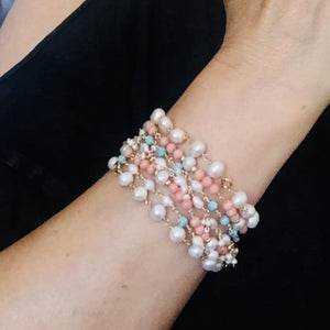 PEARL HOWLITE ROSARY BRACELET
