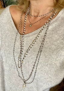 LABRADORITE NECKLACE WITH BAROQUE PEARL - STROMBOLI