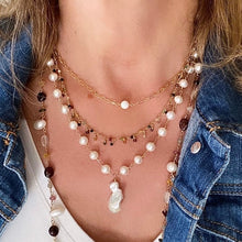 Load image into Gallery viewer, Paperclip Necklace with Opal
