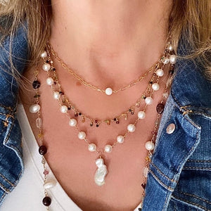 Paperclip Necklace with Opal