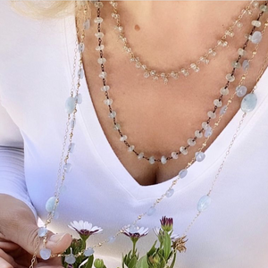 Aquamarine Cluster Necklace - Nice