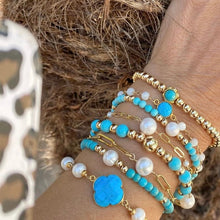 Load image into Gallery viewer, GOLD BEADS TURQUOISE
