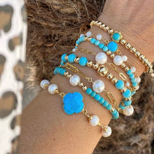 Load image into Gallery viewer, GOLD BEADS WITH TURQUOISE CENTER

