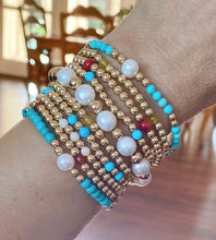 Load image into Gallery viewer, GOLD BEADS TURQUOISE
