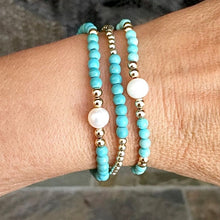 Load image into Gallery viewer, GOLD BEADS TURQUOISE
