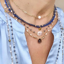 Load image into Gallery viewer, Sapphire Necklace with Moonstone Drop
