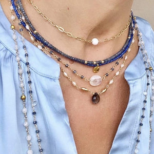 Sapphire Necklace with Moonstone Drop