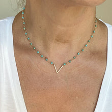 Load image into Gallery viewer, TURQUOISE CZ V DROP NECKLACE - ALLY
