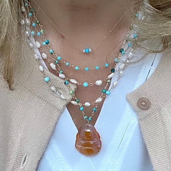 GOLD NECKLACE WITH GEMSTONE - KIRA