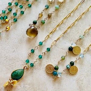 GOLD NECKLACE WITH EMERALD - ESMERALDA