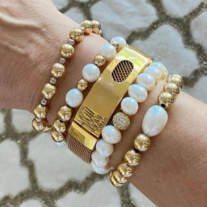GOLD BEADS WITH CHUNKY PEARL