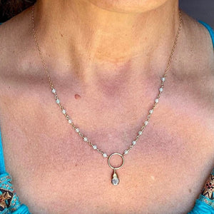 Aqua Chalcedony Necklace with Circle