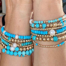 Load image into Gallery viewer, TURQUOISE BEADS GOLD CENTER
