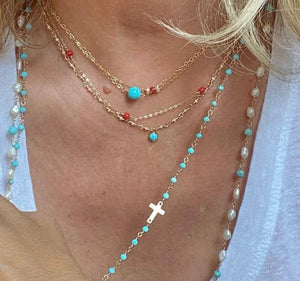 TURQUOISE CROSS NECKLACE - CROIX