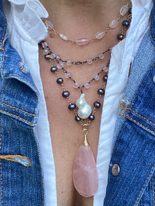ROSE QUARTZ NECKLACE - PINKY