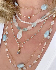 AQUAMARINE GOLD NECKLACE - NUGGETS