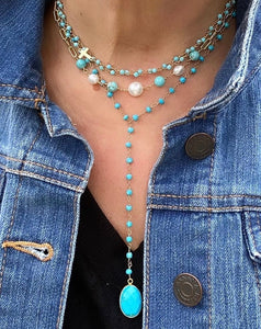 TURQUOISE LARIAT NECKLACE - MAYFAIR