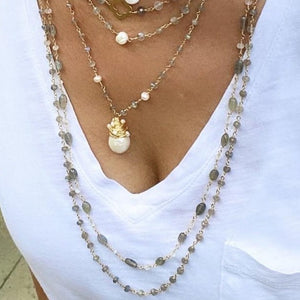 LABRADORITE MOONSTONE NECKLACE - PORTO