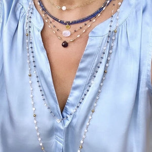 Sapphire Necklace with Moonstone Drop