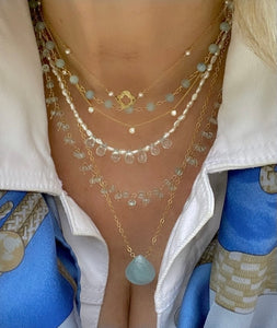 Aquamarine Cluster Necklace - Nice