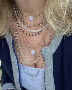 Sapphire Necklace with Moonstone Drop
